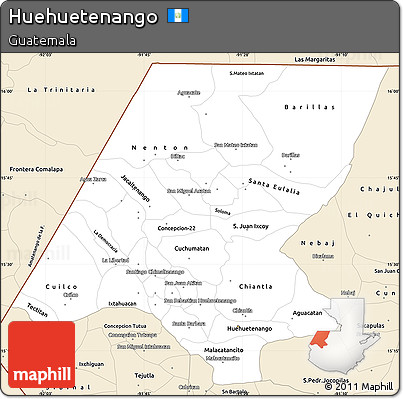 Classic Style Simple Map of Huehuetenango