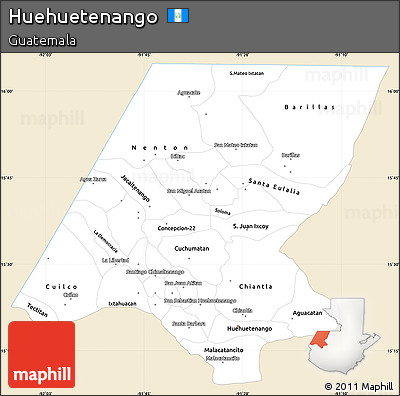 Classic Style Simple Map of Huehuetenango, single color outside