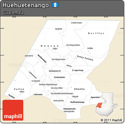 Classic Style Simple Map of Huehuetenango, single color outside