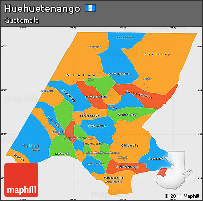 Political Simple Map of Huehuetenango, single color outside