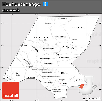 Silver Style Simple Map of Huehuetenango, cropped outside