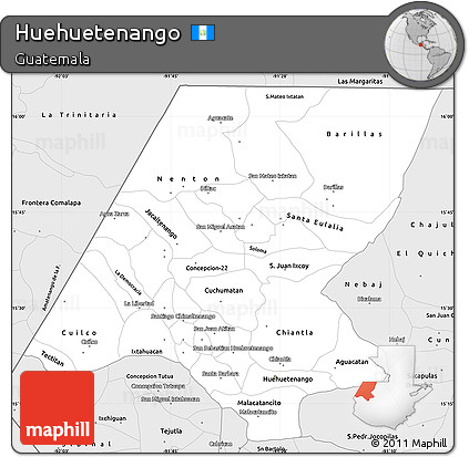 Silver Style Simple Map of Huehuetenango