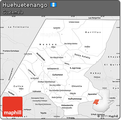 Silver Style Simple Map of Huehuetenango