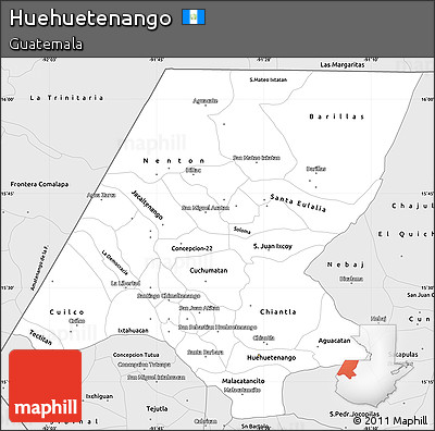 Silver Style Simple Map of Huehuetenango