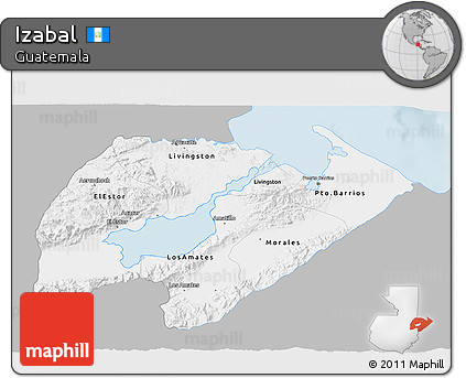 Gray 3D Map of Izabal, single color outside