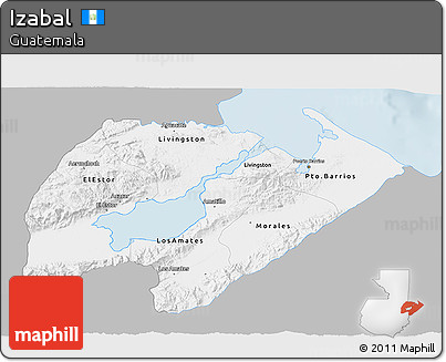 Gray 3D Map of Izabal, single color outside