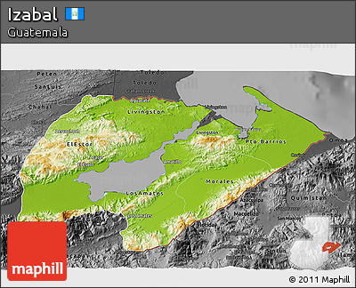 Physical 3D Map of Izabal, darken, desaturated