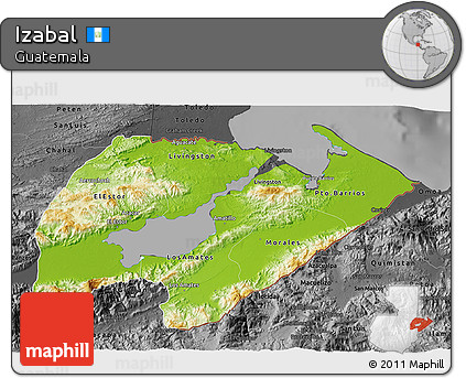 Physical 3D Map of Izabal, darken, desaturated