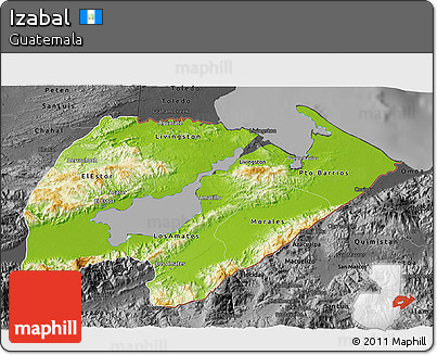Physical 3D Map of Izabal, darken, desaturated