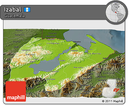 Physical 3D Map of Izabal, darken