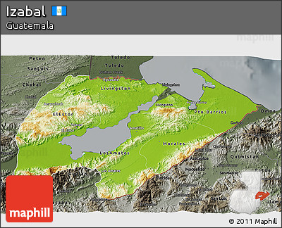 Physical 3D Map of Izabal, darken, semi-desaturated