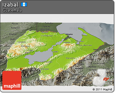 Physical 3D Map of Izabal, darken, semi-desaturated
