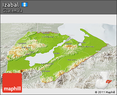 Physical 3D Map of Izabal, lighten, semi-desaturated