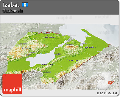 Physical 3D Map of Izabal, lighten, semi-desaturated