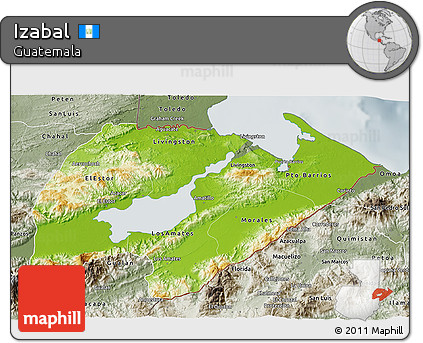 Physical 3D Map of Izabal, semi-desaturated