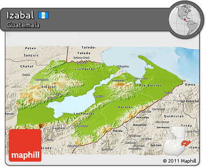 Physical 3D Map of Izabal, shaded relief outside