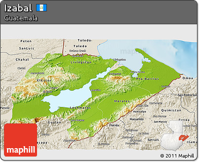 Physical 3D Map of Izabal, shaded relief outside