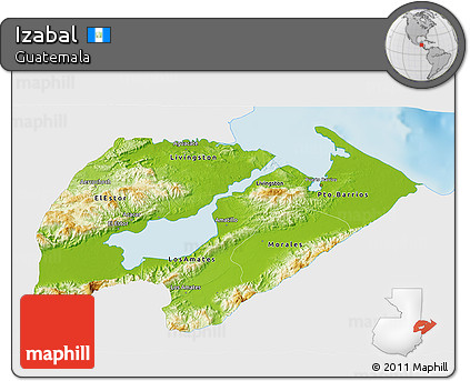 Physical 3D Map of Izabal, single color outside