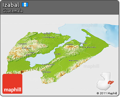 Physical 3D Map of Izabal, single color outside