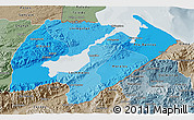 Political Shades 3D Map of Izabal, semi-desaturated