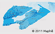 Political Shades 3D Map of Izabal, single color outside