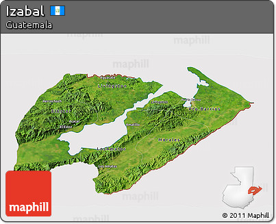Satellite 3D Map of Izabal, cropped outside