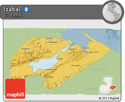 Savanna Style 3D Map of Izabal, single color outside