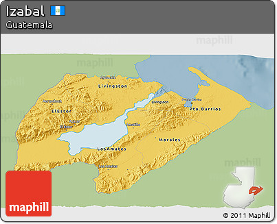 Savanna Style 3D Map of Izabal, single color outside
