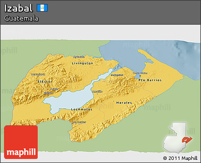Savanna Style 3D Map of Izabal, single color outside