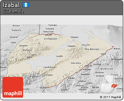 Shaded Relief 3D Map of Izabal, desaturated