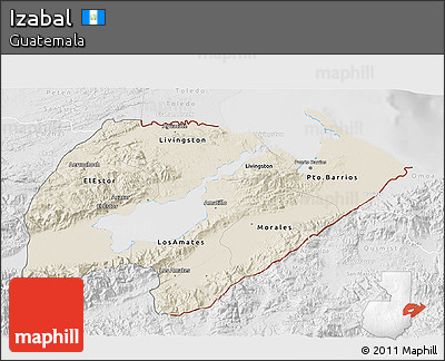 Shaded Relief 3D Map of Izabal, lighten, desaturated