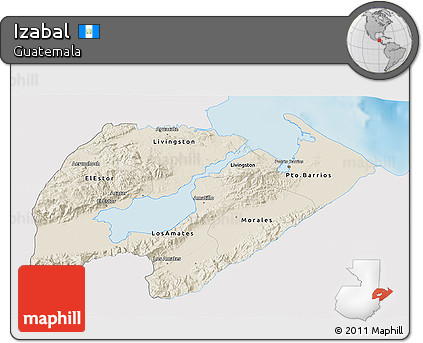 Shaded Relief 3D Map of Izabal, single color outside