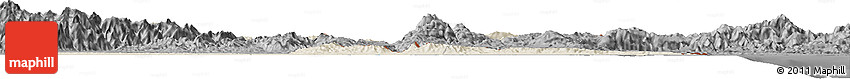 Shaded Relief Horizon Map of Izabal, darken, desaturated