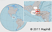 Gray Location Map of Izabal, highlighted country, hill shading
