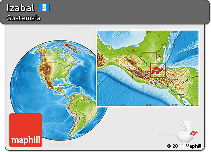 Physical Location Map of Izabal, within the entire country
