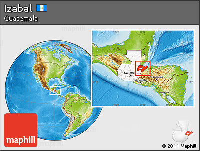 Physical Location Map of Izabal, highlighted country