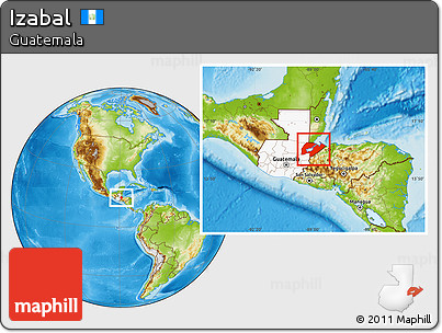 Physical Location Map of Izabal, highlighted country