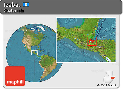 Satellite Location Map of Izabal, within the entire country