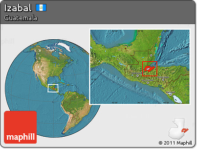 Satellite Location Map of Izabal, within the entire country
