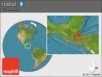 Satellite Location Map of Izabal, within the entire country