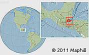 Savanna Style Location Map of Izabal, within the entire country, hill shading