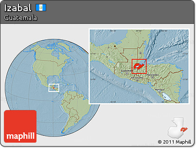 Savanna Style Location Map of Izabal, hill shading