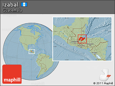 Savanna Style Location Map of Izabal, hill shading
