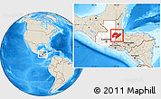 Shaded Relief Location Map of Izabal, highlighted country