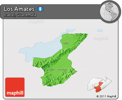 Political 3D Map of Los Amates, single color outside