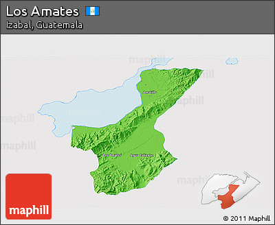 Political 3D Map of Los Amates, single color outside