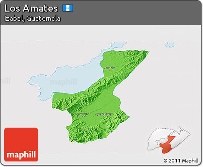 Political 3D Map of Los Amates, single color outside