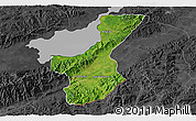 Satellite 3D Map of Los Amates, darken, desaturated