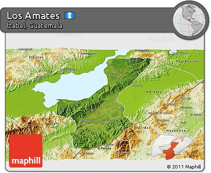 Satellite 3D Map of Los Amates, physical outside