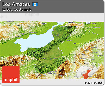 Satellite 3D Map of Los Amates, physical outside